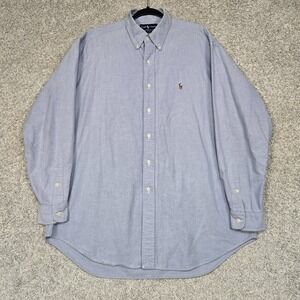 Ralph Lauren Shirt Mens Large Blake Chambray Flesh Pony Long Sleeve blue Oxford